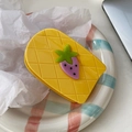 Pince à cheveux mignonne en acétate jaune ananas avec détail fraise violette pour femme - Style Ananas Fraise Jaune