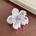 Pince à cheveux fleur de cerisier en acrylique rose et transparent au style chic - Rose (7cm)