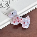 Pink marbled acetate Scottie dog hair clip with sparkling crystals and metal fastener - Pink Purple