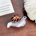 Mini cute turtle-shaped hair claw clip in purple and gold acetate finish for hair styling - Turtle Style / Purple Coffee