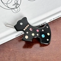Black terrier hair clip with multi-colored crystals and acetate finish for women - Black