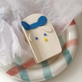 Pince à cheveux Cinnamoroll en acétate blanc crème avec un joli nœud bleu décor - Style Chien aux Longues Oreilles