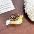 Mini acetate tortoise hair claw clip with dark brown shell pattern and gold accents - Turtle Style / Light Coffee
