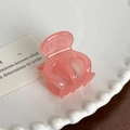 Mini pince à cheveux rose en acétate translucide avec finition brillante pour femmes - Rose - 3.3cm