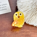 Mini marble yellow acetate owl hair claw clip with orange wing and white eyes details - Owl Style 2 / Yellow