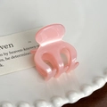 Mini pince à cheveux en acétate rose pastel avec finition nacrée pour filles - Rose Pêche - 3.3cm