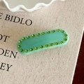 Fermaglio in acetato verde chiaro con doppia fila di strass smeraldo stile vintage - Verde