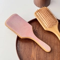 Bamboe haarkborstelset met roze marmeren accent en massageborstels voor haarverzorging - Watergolf Roze
