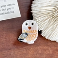 Mini acetic acid owl hair clip with white marble texture and golden wing details - Owl Style 2 / Gray
