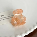 Mini pince à cheveux en acétate couleur pêche marbrée pour coiffure polyvalente - Orange Coloré - 3.3cm