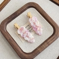 Pink and white marble acetate hair clips with gold metal base in a two-piece set - Set of 2 / Purple White