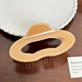 Sparkling amber hair claw clip with fine glitter in wave design for elegant hairstyles - Cloud Style (11.1cm) / Orange