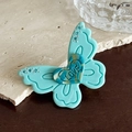 Elegante fermaglio per capelli a farfalla in acetato blu con cuore e strass luminosi - 5.1cm / Verde