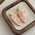 Set of two pink marble acetate wave hair clips with gold metal duckbill alligator grips - Set of 2 / Pink