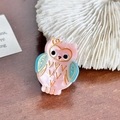 Mini cartoon owl hair clip in pink and blue acetate with elegant pearlescent finish - Owl Style 3 / Pink