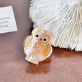 Sweet pink acetic acid cartoon owl hair claw clip with golden bow and cute design - Owl Style 3 / Nude