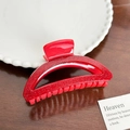 Sparkling red glitter hair claw clip with elegant arched resin design for women - Semi-circle Style (9.5cm) / Red