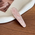 Fermaglio per capelli rosa testurizzato con strass brillanti in forma a goccia ovale - 6.3cm / Rosa