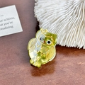 Mini green owl hair claw clip in acetate with gold outlines and cute bow detail - Owl Style 3 / Green