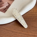 Elegante fermaglio per capelli in acetato crema a goccia con strass e clip in metallo - 6.3cm / Beige