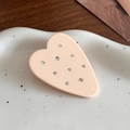 Elegante fermaglio per capelli a cuore rosa albicocca in acetato con strass lucidi - Rosa Chiaro