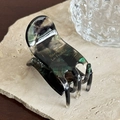 Premium emerald green marble acetate small hair claw clip for elegant half-up hair styles - Dark Green-2.6cm