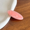 Pinza ovalada rosa pálido para el cabello con pedrería brillante y resina marmoleada - Rosa