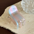 Elegant gradient pearlescent acetate hair claw clip with golden Barrette La France text - Blue Pink Stripe-2.6cm