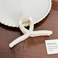 Pince à cheveux élégante blanc crème pailleté avec un design croisé chic - Style Ruban (11cm) / Blanc Cassé
