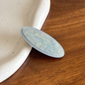 Light blue marble texture oval hair clip with sparkling white rhinestones finish - Blue