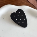 Elegante molletta per capelli in acetato nero a forma di cuore con strass luminosi - Nero