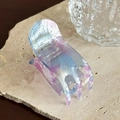 Elegant purple marble acetate hair claw clip with golden lettering on stone background - Transparent Blue Purple-2.6cm