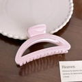 Pince à cheveux rose bonbon pailletée avec finition brillante pour femmes - Style Demi-cercle (9.5cm) / Rose Clair