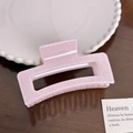 Pince à cheveux rectangulaire rose pâle scintillante avec paillettes argentées fines - Style Carré (9.5cm) / Rose Clair