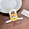 Süße Haarklammer aus weißem Acryl mit orangefarbenem Lucky-Cartoon-Gesicht - Reisweiß Klein