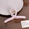Pince à cheveux rose bonbon pailletée en résine de qualité pour coiffures élégantes - Style Ruban (11cm) / Rose Clair