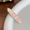 Fermaglio per capelli in acetato rosa con strass e base in metallo dorato - Rosa Chiaro