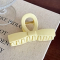 Elegant cream yellow bow hair claw clip in matte finish for women hair styling - Yellow / Large-10.5cm