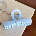 Matte light blue bow shark hair clip on a book with a golden metal spring detail - Blue / Large-10.5cm