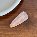 Holographic teardrop acetate hair clip with rainbow stripes on dark wood surface - 1 Piece / AB Light Pink