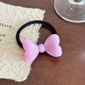 Elastico per capelli con fiocco rosa glitterato in resina e fascia nera per capelli - Elastico per capelli rosa