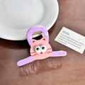 Niedliche lila und rosa Katzen-Haarklammer aus Acryl mit Lucky-Schriftzug und 3D-Augen - Flieder Klein