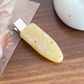Elegant marbled acetate hair clip in light yellow with colorful rhinestones - Radiant Yellow-5.8cm