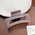 Pince à cheveux rectangulaire lilas scintillante avec effet poussière d'étoiles - Style Carré (9.5cm) / Violet foncé