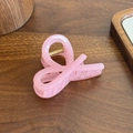 Elegante pinza per capelli rosa pallido con texture gelatina e molla in metallo dorato - Fiocco - Rosa Tenero - 8.1cm