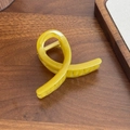 Elegante pinza per capelli in resina giallo senape con finitura lucida e molla dorata - Nastro - Verde Acqua - 7.8cm