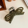 Eleganter dunkelgrüner Schleifen-Haarclip mit goldenem Barrette La France-Schriftzug - Schleifen-Stil (Grasgrün-11.9cm) / Grasgrün