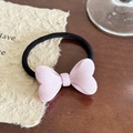 Élastique à cheveux nœud rose pailleté avec bande noire élastique et finition en résine - Élastique Rose Clair