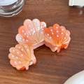 Set di fermagli per capelli corallo con perle bianche e accenti dorati - Rosa Arancio (9.4cm)