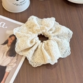 Coletero elegante de encaje de ganchillo blanco crema con motivos florales - Encaje Blanco (18.5cm)